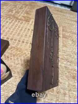 Vintage Abstract Modernist Face Wire Sculpture On Wood Artist Hand Made