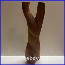 Vintage Abstract Modernist Female Sculpture Nude Form MCM Carved Wood 17.75