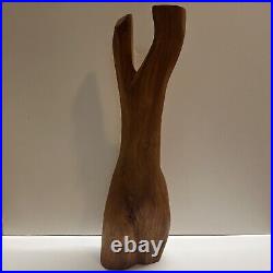 Vintage Abstract Modernist Female Sculpture Nude Form MCM Carved Wood 17.75