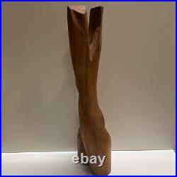 Vintage Abstract Modernist Female Sculpture Nude Form MCM Carved Wood 17.75