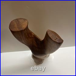 Vintage Abstract Modernist Female Sculpture Nude Form MCM Carved Wood 17.75
