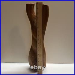Vintage Abstract Modernist Female Sculpture Nude Form MCM Carved Wood 17.75