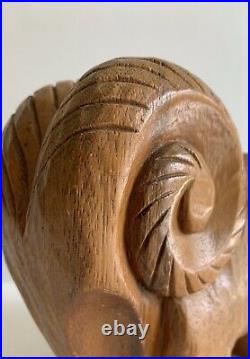 Vintage Abstract RAM Figure Sculpture Carved Wood Zodiac Sign Aries Folk Art Mod