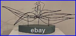 Vintage Abstract Wire Wood Sculpture Mid Century Modern MCM Metal Art 60s 70s