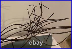 Vintage Abstract Wire Wood Sculpture Mid Century Modern MCM Metal Art 60s 70s