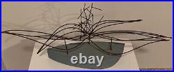 Vintage Abstract Wire Wood Sculpture Mid Century Modern MCM Metal Art 60s 70s