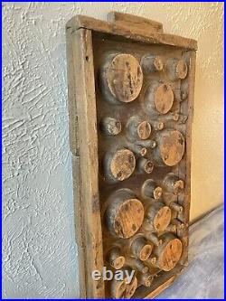 Vintage Abstract Wood Art Hand Carved Relief Circles
