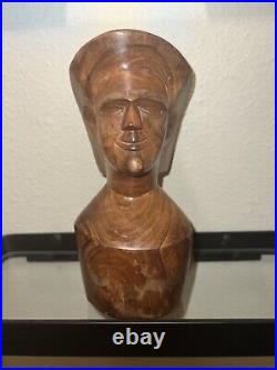 Vintage Abstract / Wood Art Sculpture of Human Head/TIKI/ Wood/ Hand Made