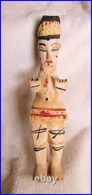 Vintage Africa African Hand Carved Ivory Coast Wood Figure Statue Doll