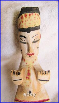 Vintage Africa African Hand Carved Ivory Coast Wood Figure Statue Doll