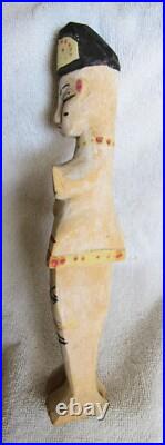 Vintage Africa African Hand Carved Ivory Coast Wood Figure Statue Doll