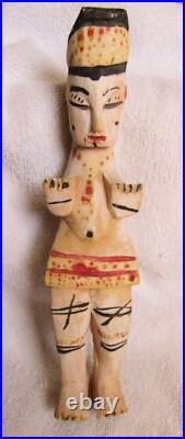Vintage Africa African Hand Carved Ivory Coast Wood Figure Statue Doll