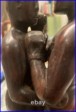 Vintage African American Boxers Hand Carved Wood Sculpture Boxing Folk Art 16