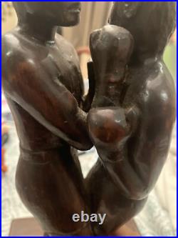 Vintage African American Boxers Hand Carved Wood Sculpture Boxing Folk Art 16