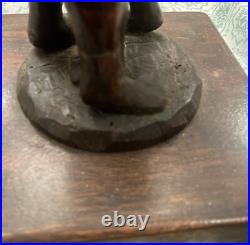 Vintage African American Boxers Hand Carved Wood Sculpture Boxing Folk Art 16