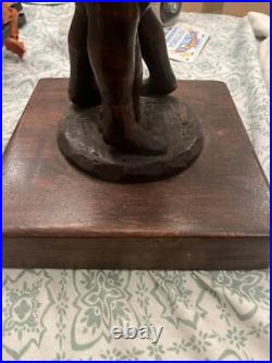 Vintage African American Boxers Hand Carved Wood Sculpture Boxing Folk Art 16