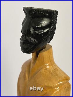 Vintage African American Folk Art Wood Carving Sculpture Figure Man Suit 15