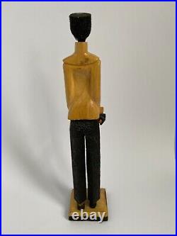 Vintage African American Folk Art Wood Carving Sculpture Figure Man Suit 15