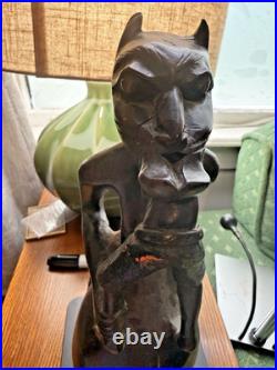 Vintage African Carved Wood Man Eater Figure Hyena Folk Art Sculpture 559s