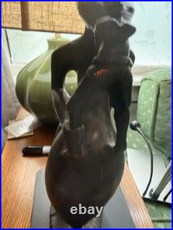 Vintage African Carved Wood Man Eater Figure Hyena Folk Art Sculpture 559s