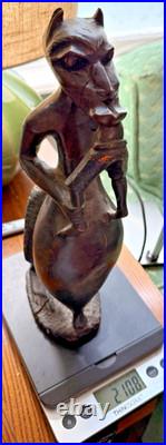 Vintage African Carved Wood Man Eater Figure Hyena Folk Art Sculpture 559s
