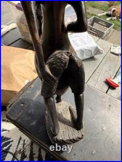 Vintage African Carved Wood Man Eater Figure Hyena Folk Art Sculpture 559s