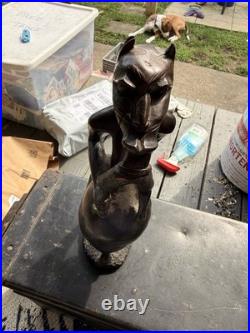 Vintage African Carved Wood Man Eater Figure Hyena Folk Art Sculpture 559s