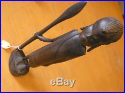 Vintage African Ebony Wood Hand Carved Sculpture Warrior Spear Tanganyika 13