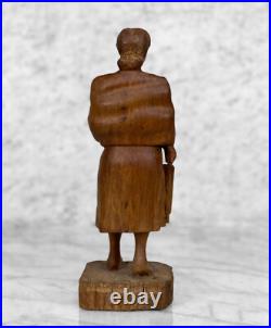 Vintage African Figural Woman & Baby Wood Carved Sculpture