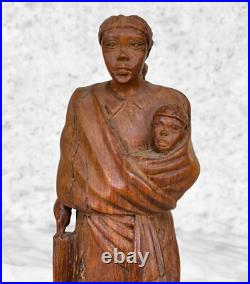 Vintage African Figural Woman & Baby Wood Carved Sculpture Vintage African Figural Woman & Baby Wood Carved Sculpture