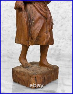 Vintage African Figural Woman & Baby Wood Carved Sculpture