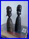 Vintage African Figure Sculpture Tribal Art Carved Ebony Black Wood Pair Heavy