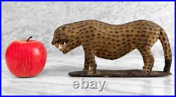 Vintage African Folk Art Carved Wood Jaguar Leopard Sculpture