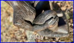 Vintage African Hand-Carved Guardian Figure 22.5 Tribal Wood Sculpture