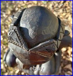 Vintage African Hand-Carved Guardian Figure 22.5 Tribal Wood Sculpture