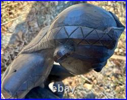 Vintage African Hand-Carved Guardian Figure 22.5 Tribal Wood Sculpture