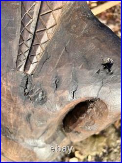 Vintage African Hand-Carved Guardian Figure 22.5 Tribal Wood Sculpture