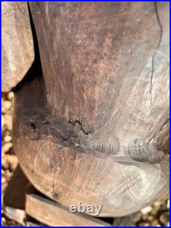 Vintage African Hand-Carved Guardian Figure 22.5 Tribal Wood Sculpture