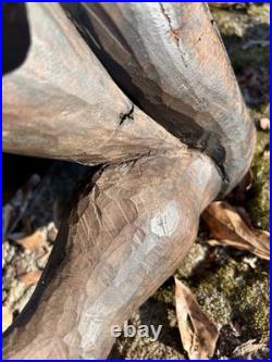 Vintage African Hand-Carved Guardian Figure 22.5 Tribal Wood Sculpture