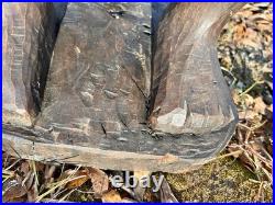 Vintage African Hand-Carved Guardian Figure 22.5 Tribal Wood Sculpture