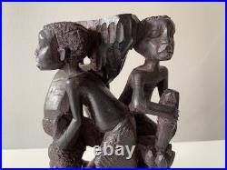 Vintage African Hand-Carved Wood Makonde Tree of Life Sculpture (7 Tall)