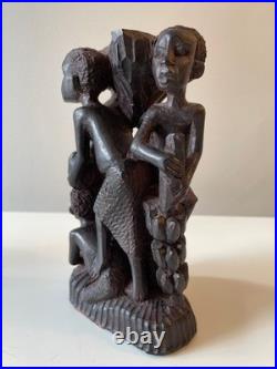 Vintage African Hand-Carved Wood Makonde Tree of Life Sculpture (7 Tall)