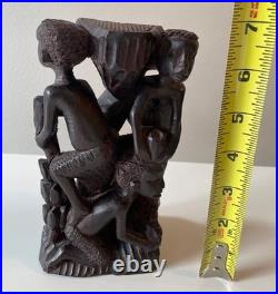 Vintage African Hand-Carved Wood Makonde Tree of Life Sculpture (7 Tall)