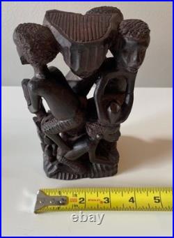 Vintage African Hand-Carved Wood Makonde Tree of Life Sculpture (7 Tall)