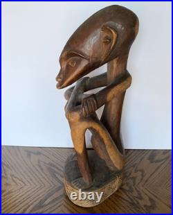 Vintage African Hand Carved Wood Male Sculpture 19 1/2 Tall