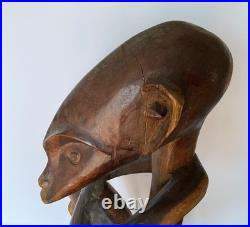 Vintage African Hand Carved Wood Male Sculpture 19 1/2 Tall