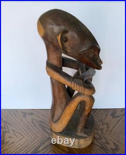 Vintage African Hand Carved Wood Male Sculpture 19 1/2 Tall