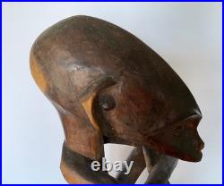 Vintage African Hand Carved Wood Male Sculpture 19 1/2 Tall