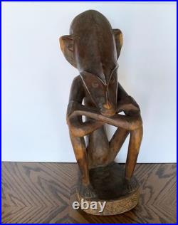 Vintage African Hand Carved Wood Male Sculpture 19 1/2 Tall