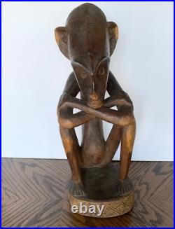 Vintage African Hand Carved Wood Male Sculpture 19 1/2 Tall